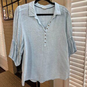 Anthropologie Pilcro The Tallulah Double Puff-Sleeve Blouse